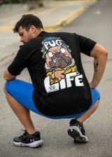 Ανδρική κοντομάνικη μπλούζα New wave clothing - 251-24 - pug life logo μαύρο