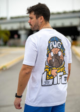 Ανδρική κοντομάνικη μπλούζα New wave clothing - 251-24 - pug life logo λευκό