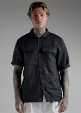 Ανδρικό κοντομάνικο λινό πουκάμισο Cosi jeans - 65-casola 10 - S25 - relaxed fit shirt μαύρο