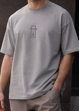 Ανδρική κοντομάνικη μπλούζα Tony couper - TO25/14 - grey line oversized t-shirt γκρι