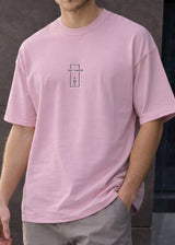 Ανδρική κοντομάνικη μπλούζα Tony couper - TO25/14 - pink line oversized t-shirt ροζ