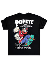 Ανδρική κοντομάνικη μπλούζα Jcyj - TRM105 - popeye logo oversize fit μαύρο