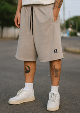 Ανδρική βερμούδα Tony Couper - V25/5 - grey rock black cube logo shorts ανοιχτό καφέ