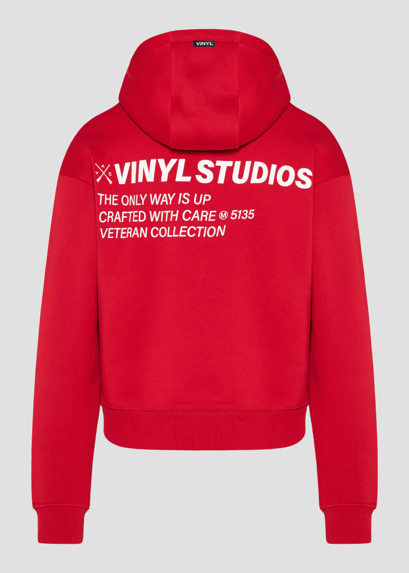 Ανδρικό μακρυμάνικο φούτερ με κουκούλα Vinyl Art Clothing -75757-55- Studios V Legacy hoodie cotton oversized κόκκινο