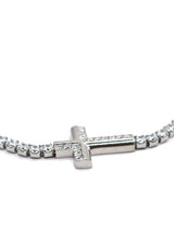 GUF - CROSS1 - high quality silver steel cross bracelet with little gems - silver
