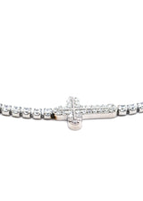 GUF - CROSS2 - high quality silver steel cross bracelet with little gems - silver