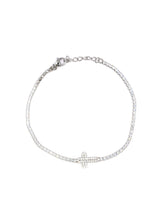 GUF - CROSS2 - high quality silver steel cross bracelet with little gems - silver