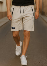 Ανδρική βερμούδα GUF - XY-6082B - sportteam logo athletic regular shorts μπεζ