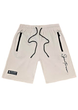 Ανδρική βερμούδα GUF - XY-6082B - sportteam logo athletic regular shorts μπεζ