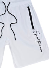 Ανδρική βερμούδα GUF - XY-6082B - sportteam logo athletic regular shorts λευκό