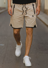 Ανδρική βερμούδα GUF - XY-6087B - los santos logo athletic regular shorts μπεζ