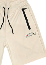 Ανδρική βερμούδα GUF - XY-6088B - original NY city logo athletic regular shorts μπεζ