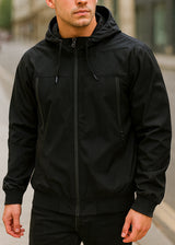 Ανδρικό ελαφρύ αντιανεμικό μπουφάν με κουκούλα - GUF - XY-8013 - lightwearing jacket slim fit jacket μαύρο