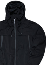 Ανδρικό ελαφρύ αντιανεμικό μπουφάν με κουκούλα - GUF - XY-8013 - lightwearing jacket slim fit jacket μαύρο