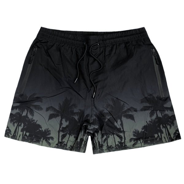 5 EVEN STAR - YHM 819 - fanco palm trees swim shorts - black