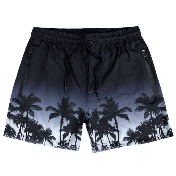 5 EVEN STAR - YHM 819 - grey palm trees swim shorts - black