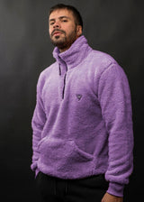 Ανδρική φούτερ με κολάρο New wave clothing - 232-39 - half zip sherpa design λιλά