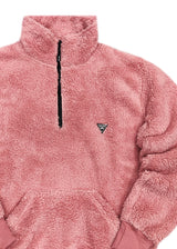 Ανδρική φούτερ με κολάρο New wave clothing - 232-39 - half zip sherpa design σομόν