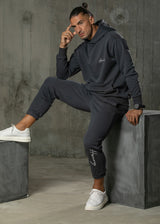 Ανδρικό μακρυμάνικο φούτερ με κουκούλα Henry clothing - 3-532 - calligraphy logo σκούρο γκρι