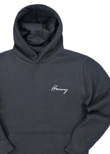 Ανδρικό μακρυμάνικο φούτερ με κουκούλα Henry clothing - 3-532 - calligraphy logo σκούρο γκρι