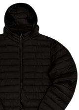Ανδρικό ανοιξιάτικο μπουφάν με κουκούλα GUF - 222#-A - simple puffer μαύρο