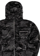 Ανδρικό μπουφάν με κουκούλα GUF-9676-pattern puffer μαύρο