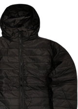 Ανδρικό ανοιξιάτικο μπουφάν με κουκούλα GUF - B902 - simple puffer μαύρο