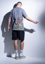 Κοντομάνικη μπλούζα Vinyl art clothing - 89420-09 - signature bear oversized fit γκρι