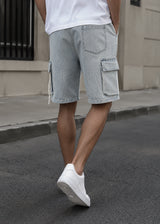 Ανδρική βερμούδα κάργκο τζιν GUF - PC-7138 - cargo jeans regular fit shorts ανοιχτό μπλε