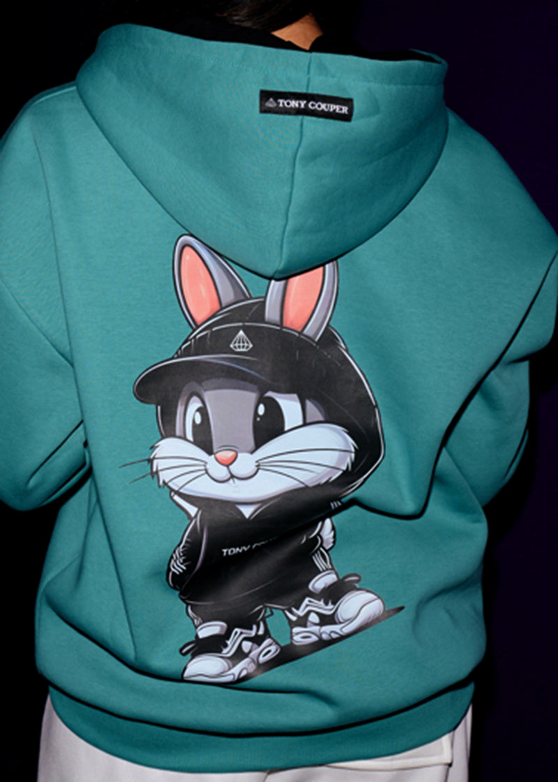 Ανδρικό μακρυμάνικο φούτερ με κουκούλα Tony couper-H26/13-mint bunny