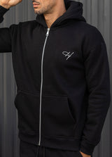 Ανδρική ζακέτα με κουκούλα Henry Clothing - 3-760 - signed logo zipper hoodie jacket μαύρο