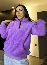 Ανδρική φούτερ με κολάρο New wave clothing - 232-39 - half zip sherpa design λιλά