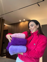 Ανδρική φούτερ με κολάρο New wave clothing - 232-39 - half zip sherpa design σομόν