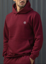 HENRY CLOTHING - Ανδρικό φούτερ με κουκούλα και κέντημα H - Burgundy 3-827