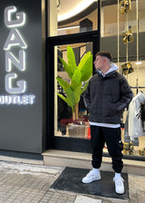 Ανδρικό μπουφάν με κολάρο GUF - M80220 - tape puffer μαύρο