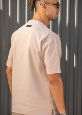 Ανδρική κοντομάνικη μπλούζα Henry clothing - 9-030 - simple oversized μπεζ σκούρο