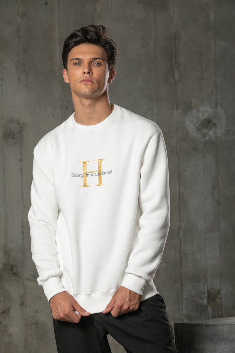 Henry clothing - 3-500 - premium logo sweatshirt - white