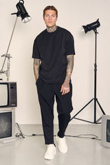 Ανδρικό παντελόνι Henry clothing - 8-033 - simple oversized pants μαύρο