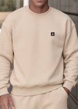 Ανδρικό μακρυμάνικο φούτερ Tony couper-S26/2-black small cube logo μπεζ