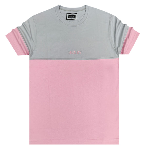 Henry clothing - 3-208 - two tone pink grey t-shirt