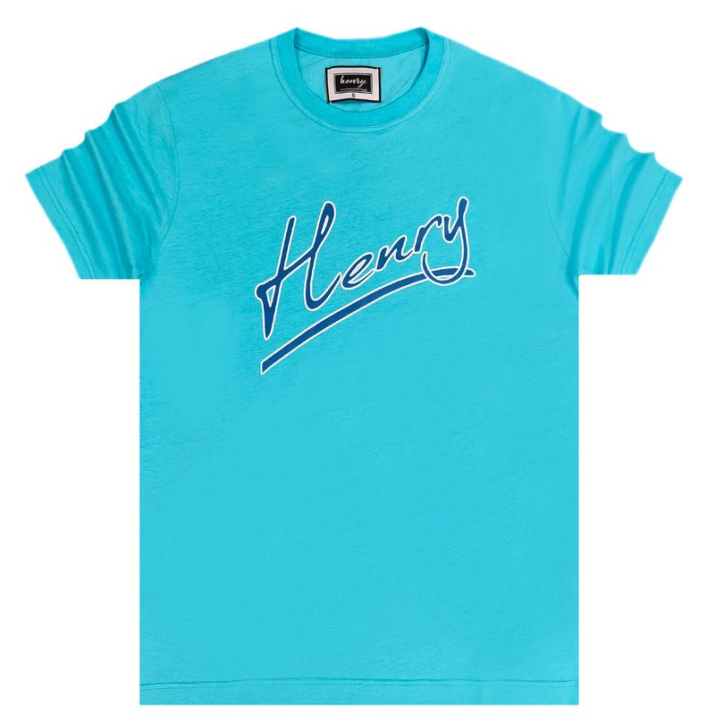 Henry clothing - 3-431 - calligraphy logo tee - teal