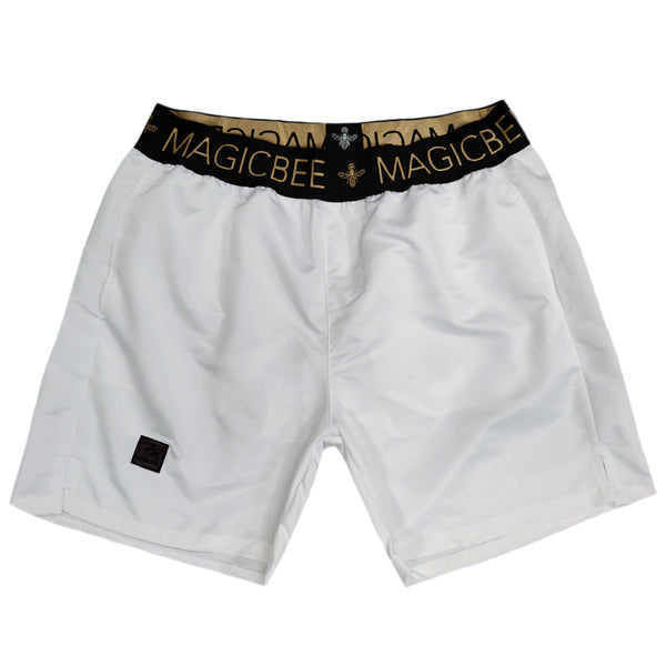 Magicbee - MB2290 - gold elastic swim shorts - white