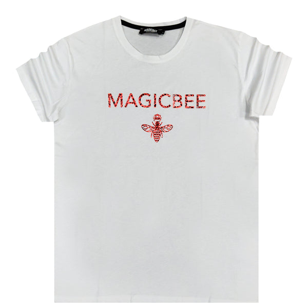 Magic bee - MB2310 - animal print logo tee - white