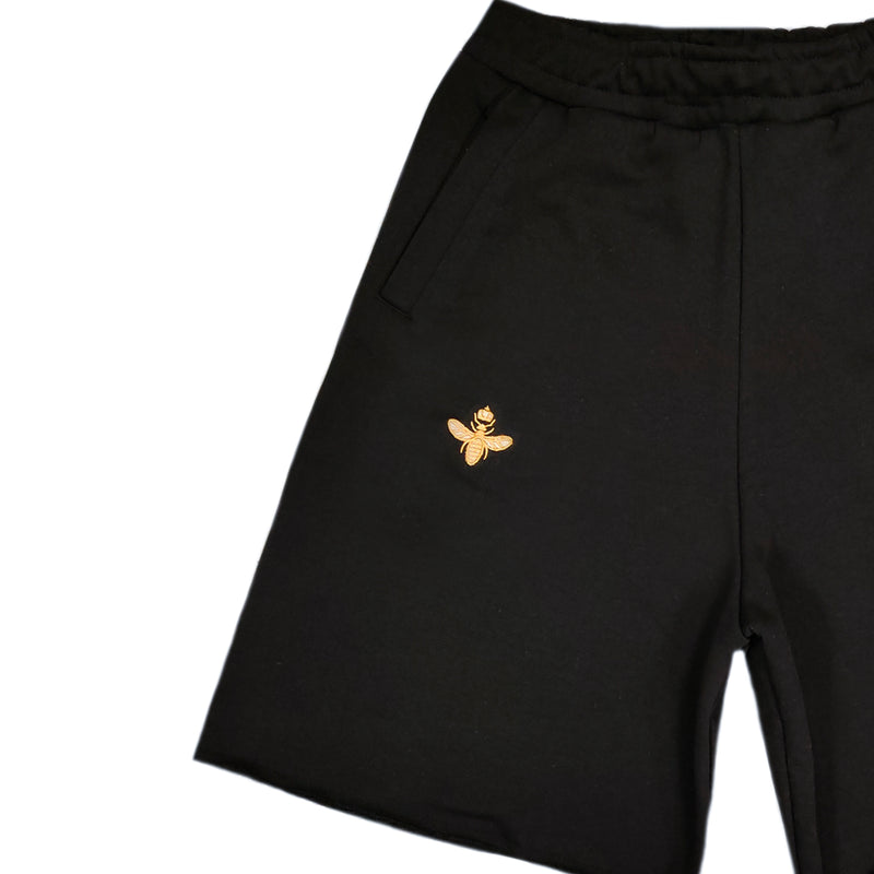 Magicbee - MB2350 - gold embroidered shorts - black
