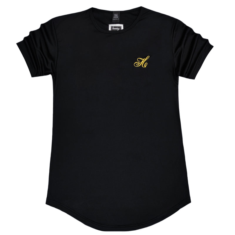 Ανδρική κοντομάνικη μπλούζα Henry clothing - 0-151 - oversize fit polyester tee μαύρο