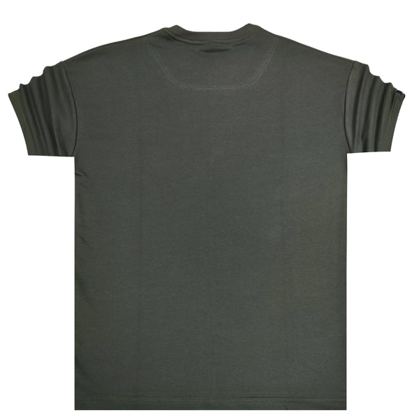 Henry clothing - 0-300 - simple monochrome patch tee - khaki