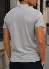 GUF CLOTHING Κοντομάνικη μπλούζα γκρι Mao Polo Slim Fit 00124-3-grey CP2200