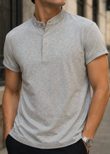 GUF CLOTHING Κοντομάνικη μπλούζα γκρι Mao Polo Slim Fit 00124-3-grey CP2200