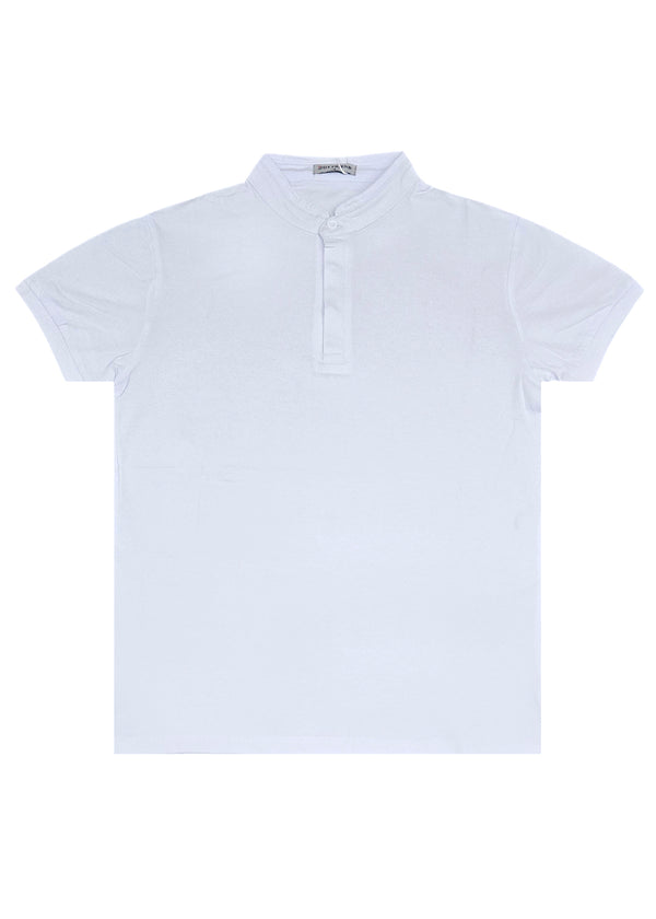 Κοντομάνικη μπλούζα GUF - 00124-4 - mao polo slim fit tee λευκό