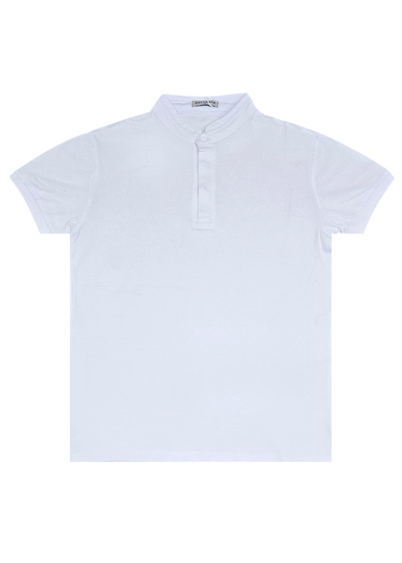 Κοντομάνικη μπλούζα GUF - 00124-4 - mao polo slim fit tee λευκό